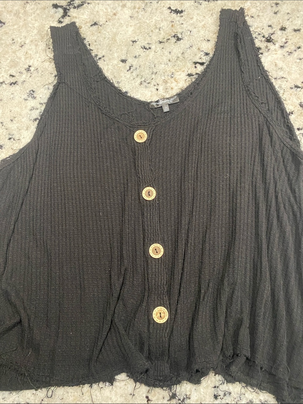 Andree by Unit size 2x Womens Black Weathered Ribbed Tank Top